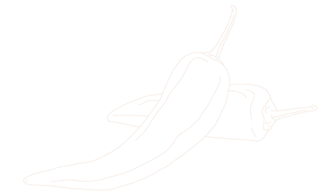 Hand drawn line drawing of 2 chillis 