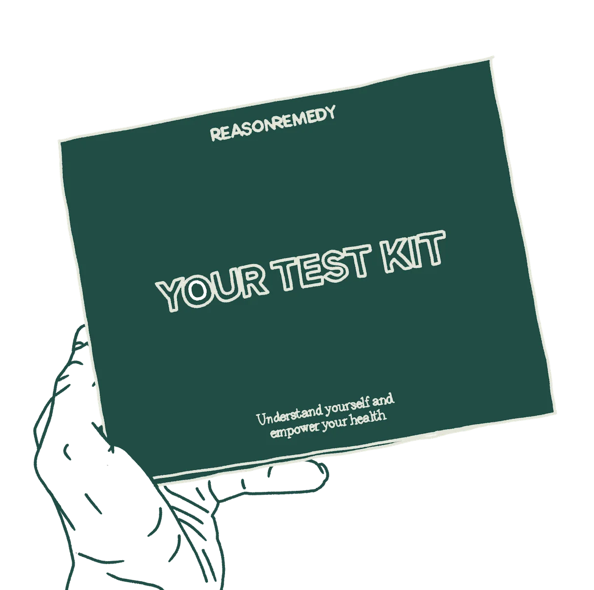 Hand drawn illustration of ReasonRemedy test kit 