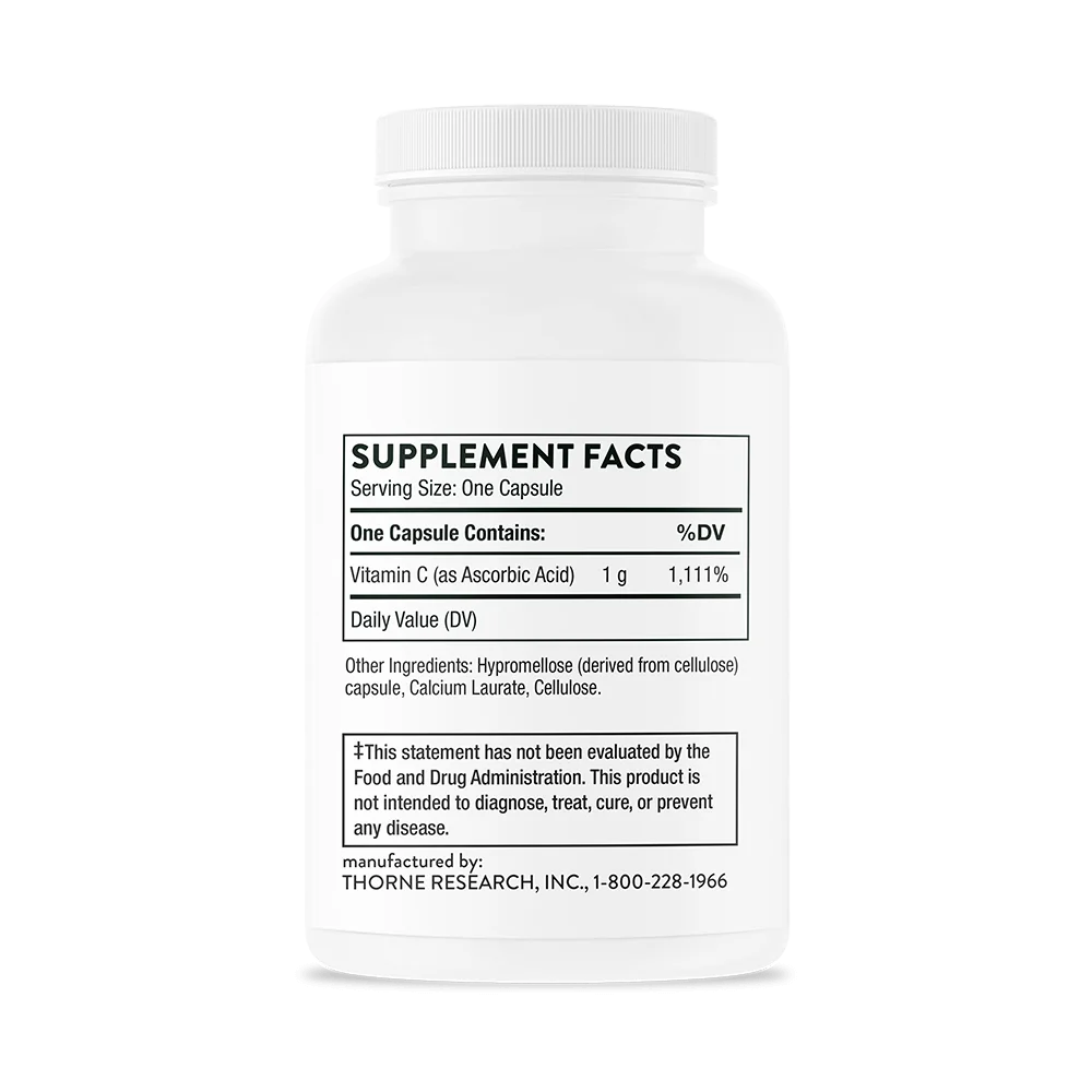 Thorne Vitamin-C Ascorbic Acid Supplement Facts